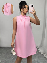 Women's Elegant Ruffled Collar Sleeveless A-Line Short Dress, Delicate Pink, Suitable For Valentine's Day, Spring/Summer